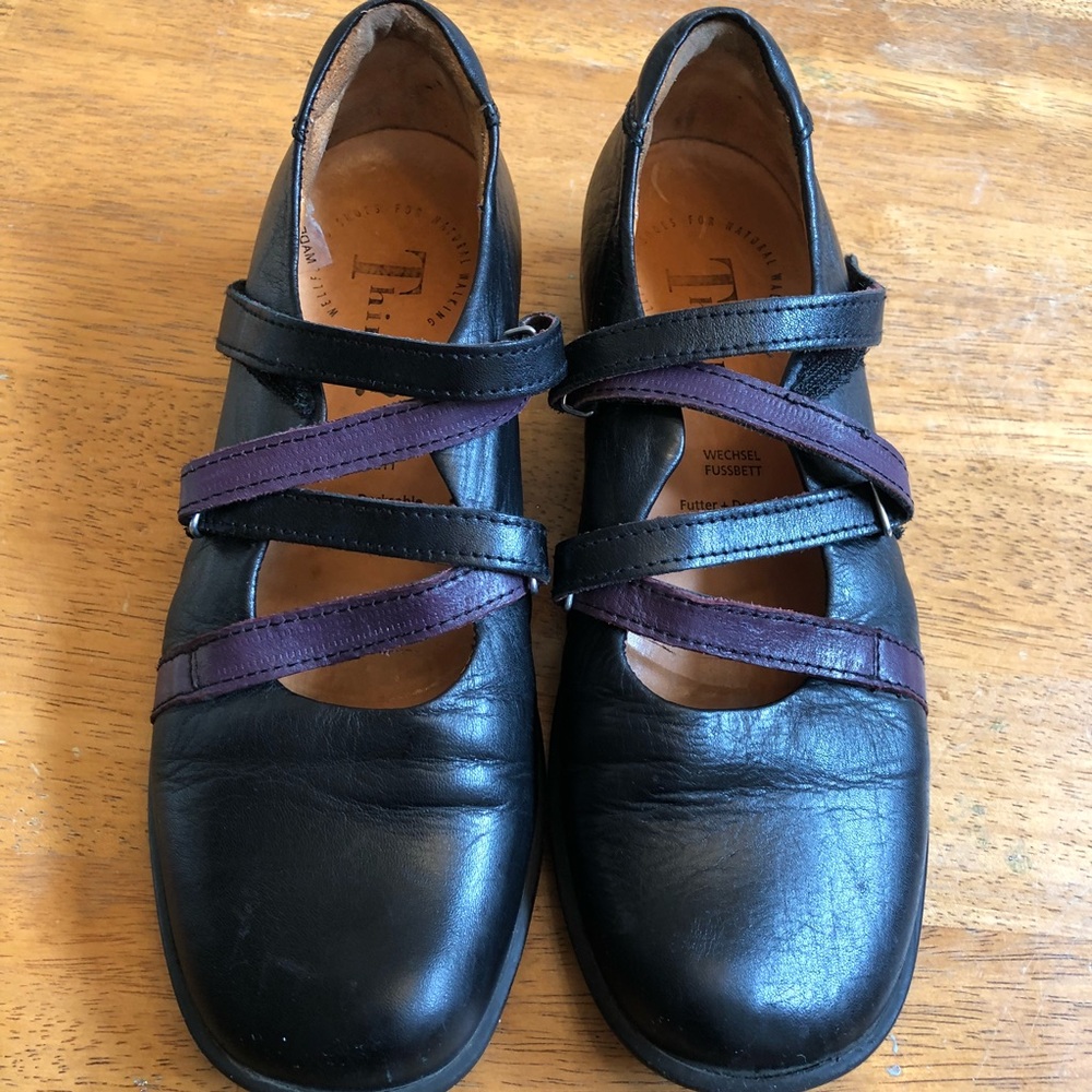 Think! Leather chunky heel shoes, well loved Eu 36